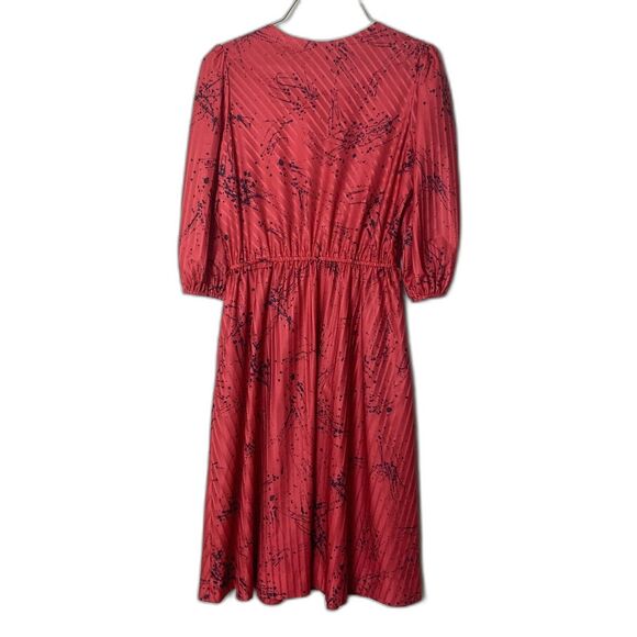 Lady‎ Carol of New York red jacquard abstract paint splatter midi dress size 12P - Picture 2 of 10